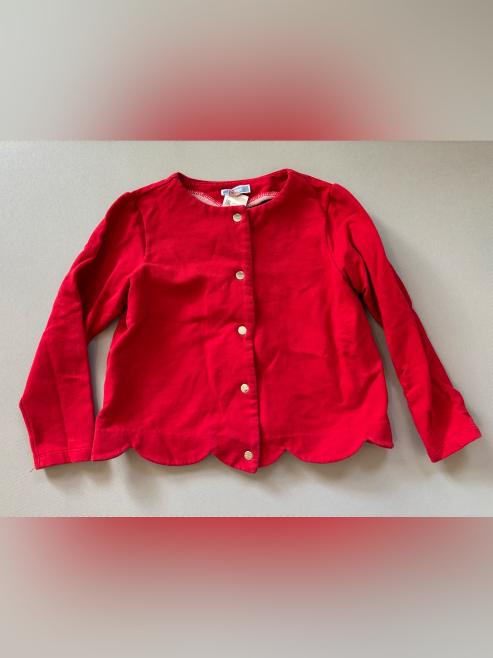 Jacadi Paris Red Scallop Knit Cardigan